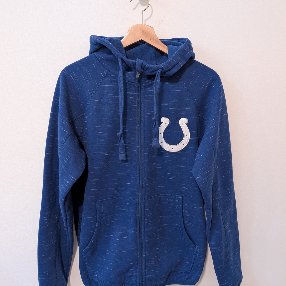 Indianapolis Colts Blue Horseshoe Full Zip-Up Sweatshirt Hoodie Jacket Men's S